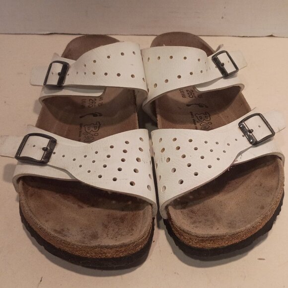 Birkenstock BIRKIS 265 Sz 41/L10-M8 Freeport Double Strap White Leather Sandal - Picture 4 of 9